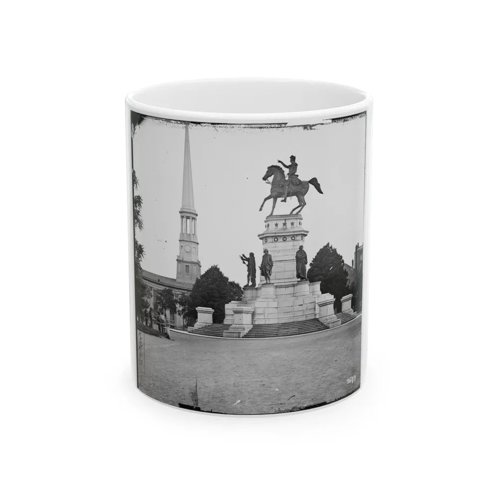 Richmond, Va. Washington Monument; St. Paul's Church In Left Background (U.S. Civil War) White Coffee Mug-11oz-Go Mug Yourself