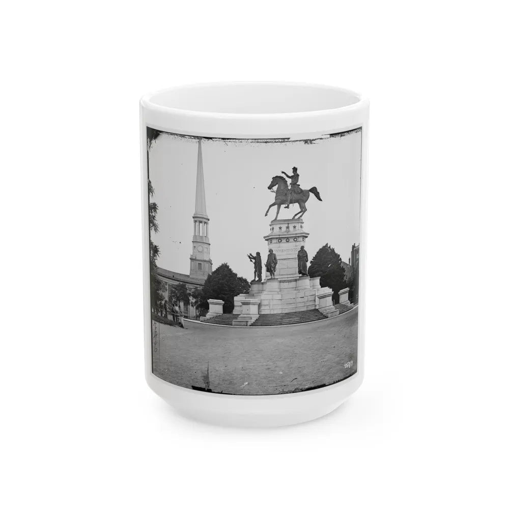 Richmond, Va. Washington Monument; St. Paul's Church In Left Background (U.S. Civil War) White Coffee Mug-15oz-Go Mug Yourself