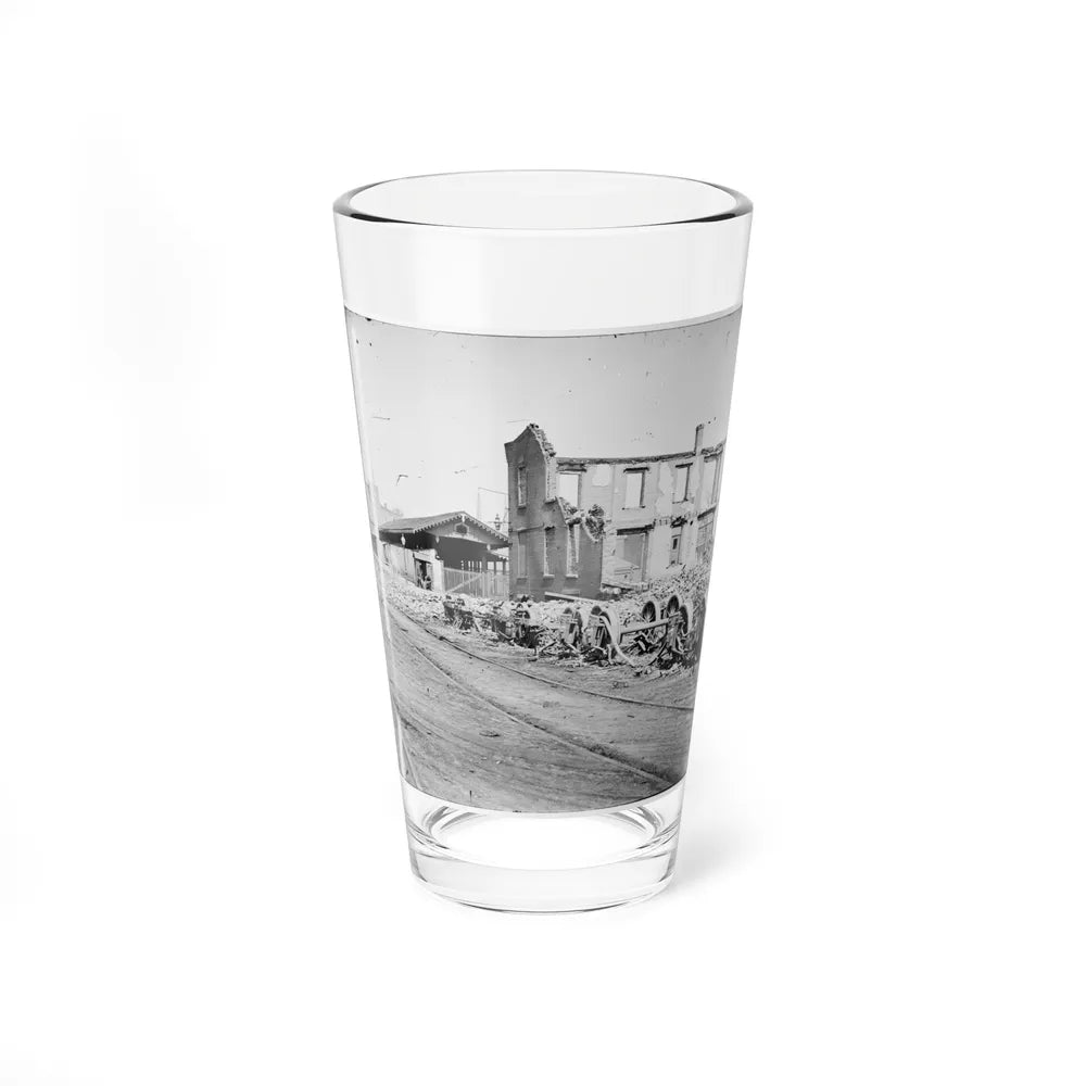 Richmond, Va. Wheels And Burned Railroad Cars Near Richmond & Petersburg Railroad Station (U.S. Civil War) Pint Glass 16oz-16oz-Go Mug Yourself