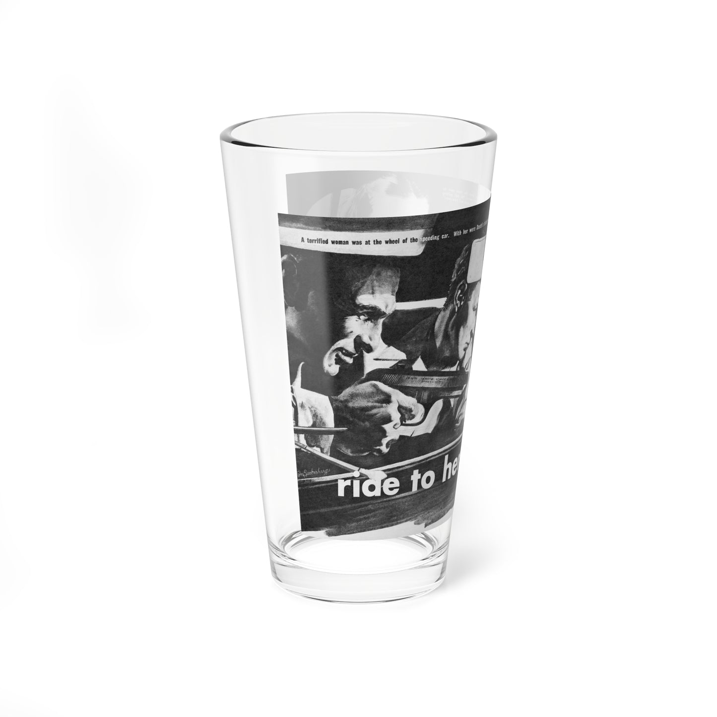 Ride to the doom, Front Page Detective, December 1949 (Magazine Illustration) Pint Glass 16oz-Go Mug Yourself