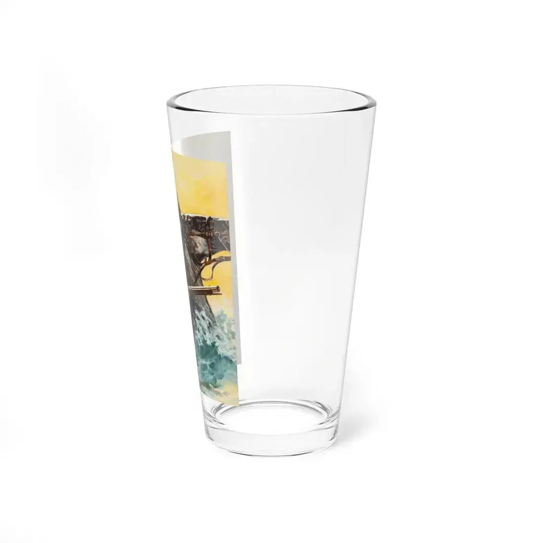 Rider and Horse in Raging River, probable book cover - Pint Glass 16oz - Go Mug Yourself