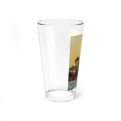 Rider and Horse in Raging River, probable book cover - Pint Glass 16oz - Go Mug Yourself