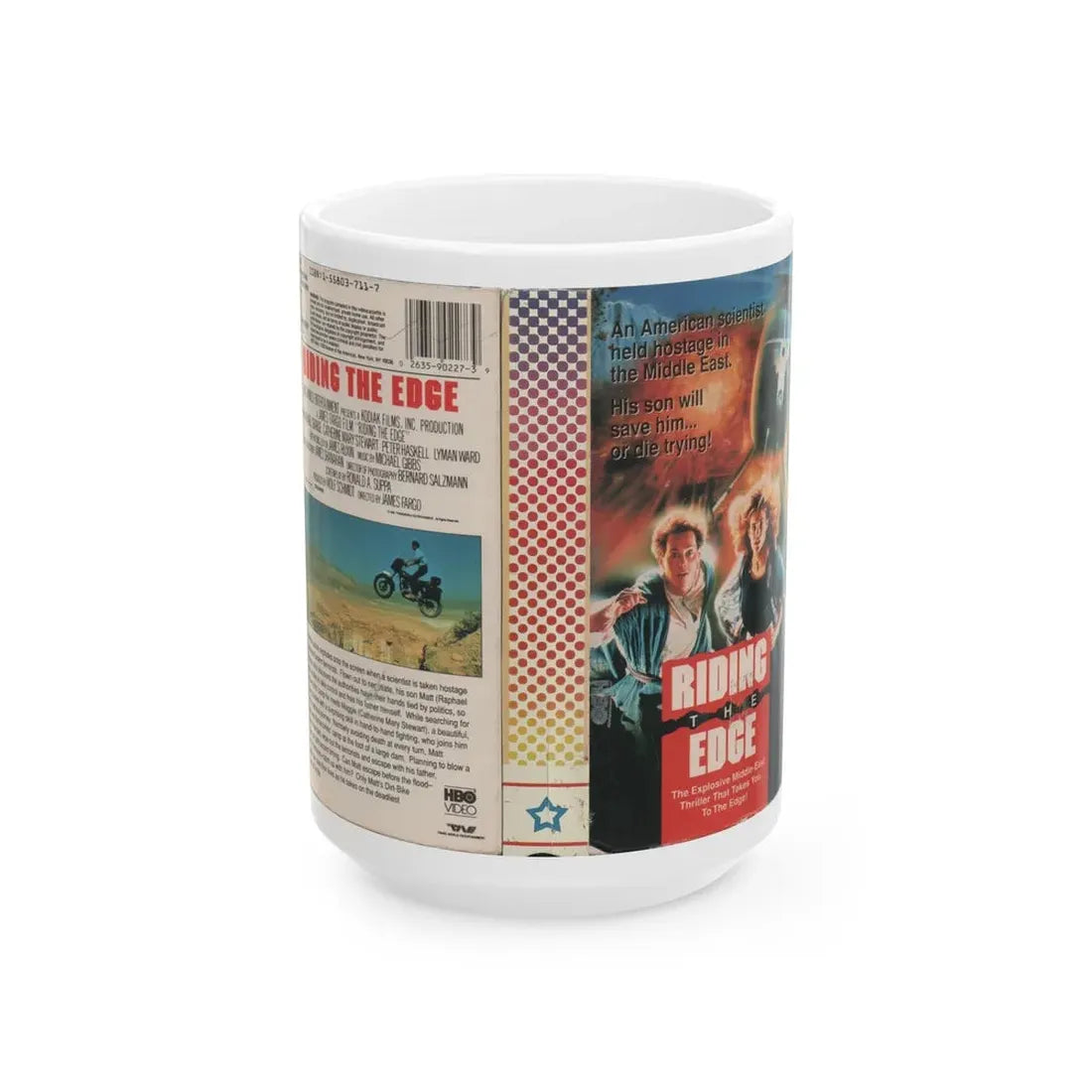 RIDING THE EDGE (VHS COVER) - White Coffee Mug 15oz - Go Mug Yourself