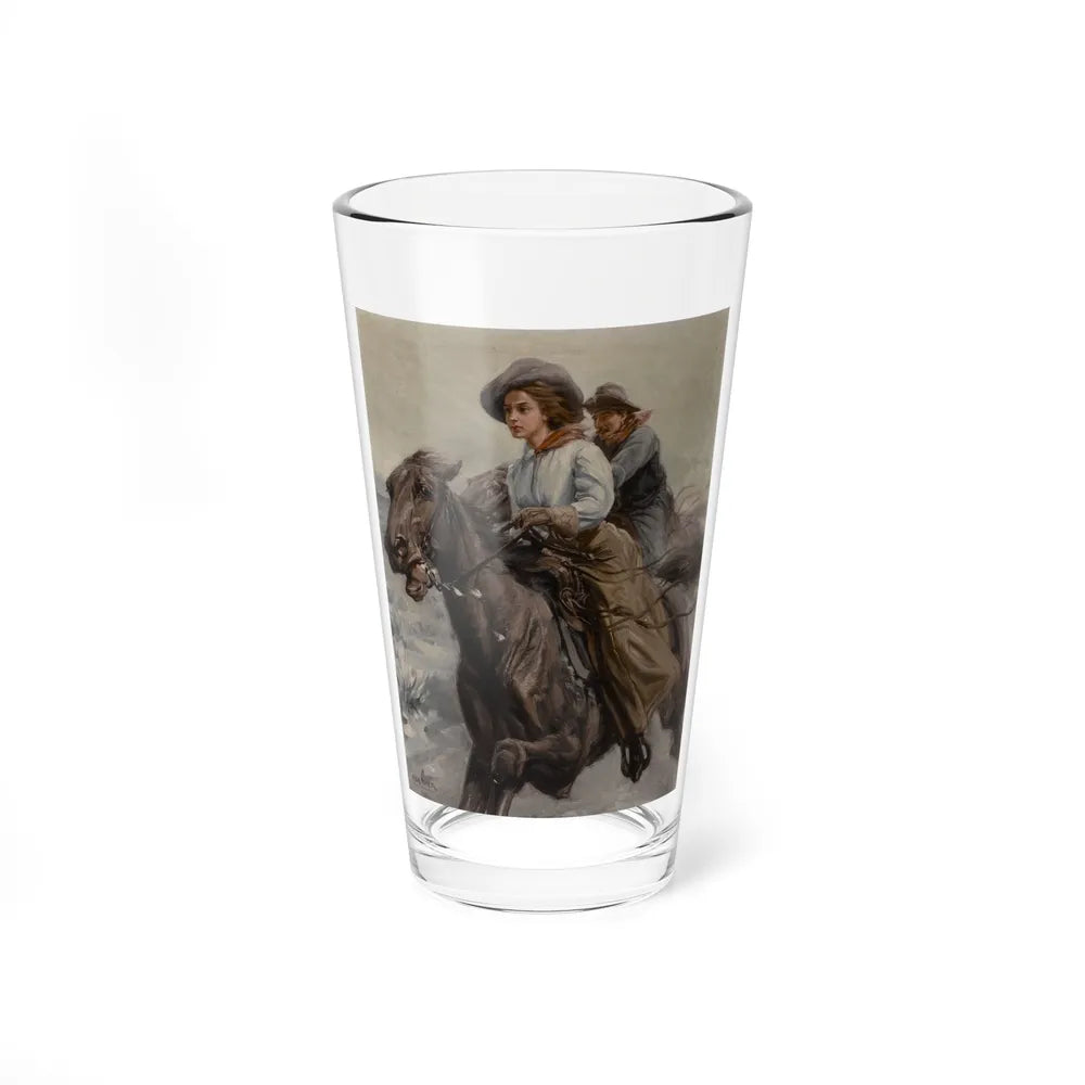 Riding the Range, 1909 (Magazine Illustration) Pint Glass 16oz-16oz-Go Mug Yourself