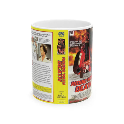 RIDING WITH DEATH (VHS COVER) - White Coffee Mug 11oz - Go Mug Yourself