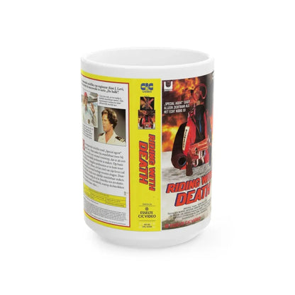 RIDING WITH DEATH (VHS COVER) - White Coffee Mug 15oz - Go Mug Yourself