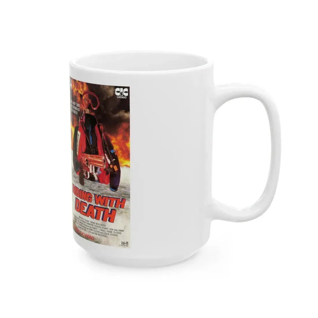 RIDING WITH DEATH (VHS COVER) - White Coffee Mug - Go Mug Yourself