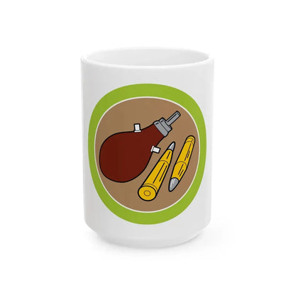 Rifle Shooting (Boy Scout Merit Badge) White Coffee Mug 15oz - Go Mug Yourself