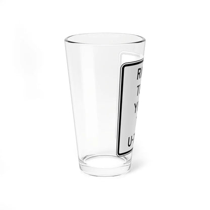 RIGHT TURN YIELD TO UTURN Delaware R10-16-DE (Delaware) (Road Sign) Pint Glss 16oz - Go Mug Yourself