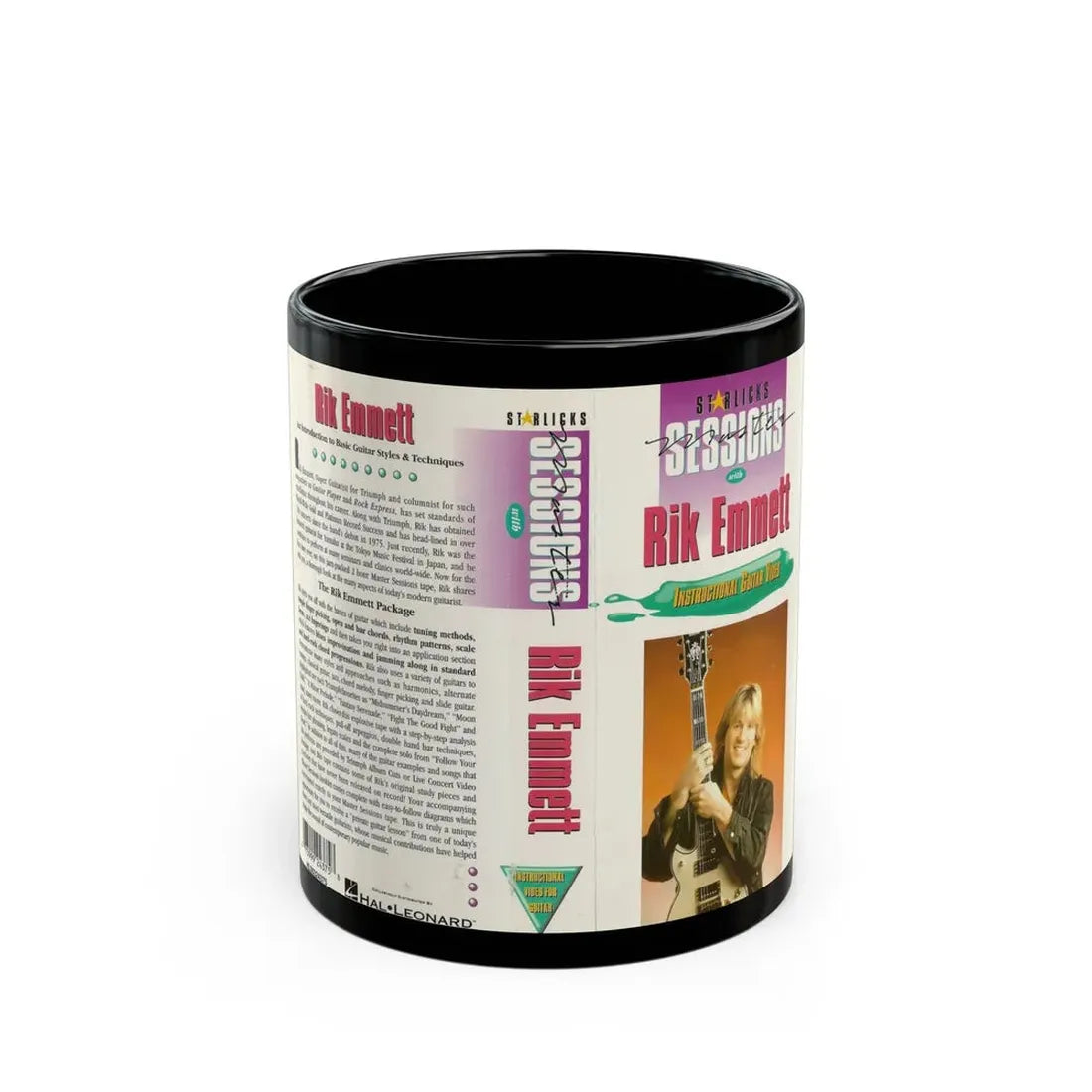 RIK EMMETT INSTRUCTIONAL GUITAR VIDEO (VHS COVER) - Black Coffee Mug 11oz - Go Mug Yourself