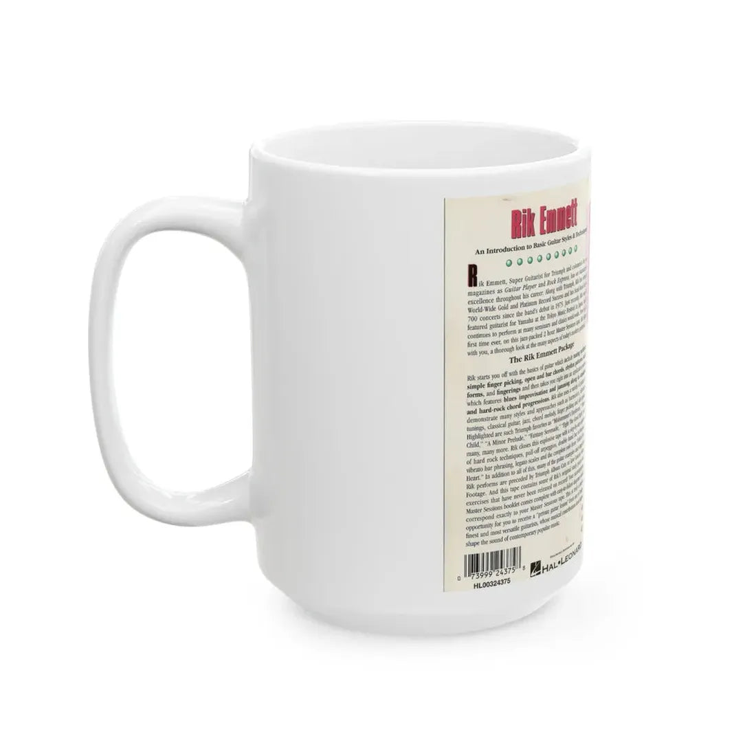 RIK EMMETT INSTRUCTIONAL GUITAR VIDEO (VHS COVER) - White Coffee Mug - Go Mug Yourself