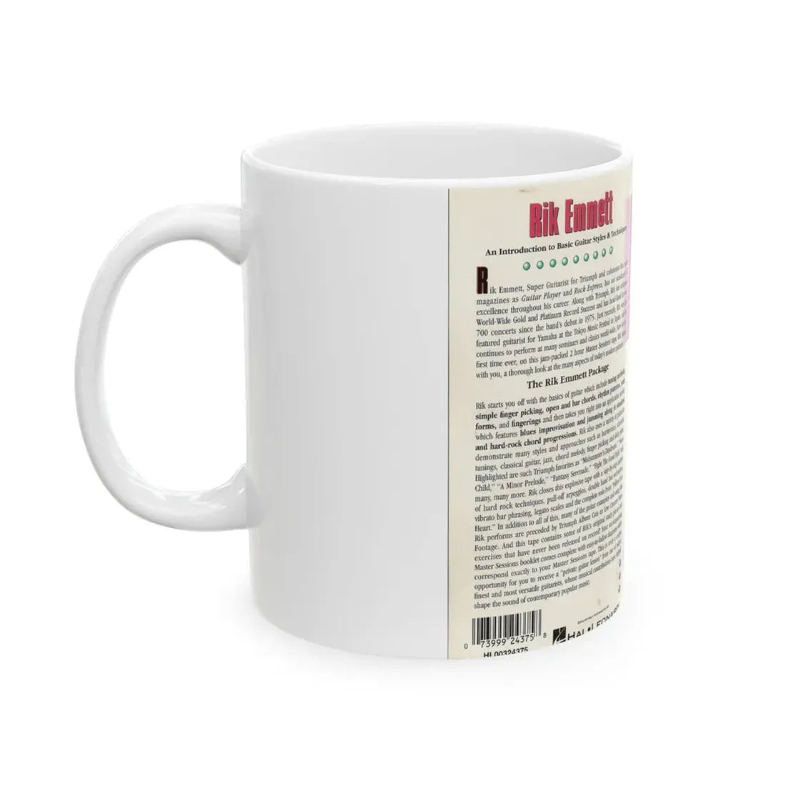 RIK EMMETT INSTRUCTIONAL GUITAR VIDEO (VHS COVER) - White Coffee Mug - Go Mug Yourself