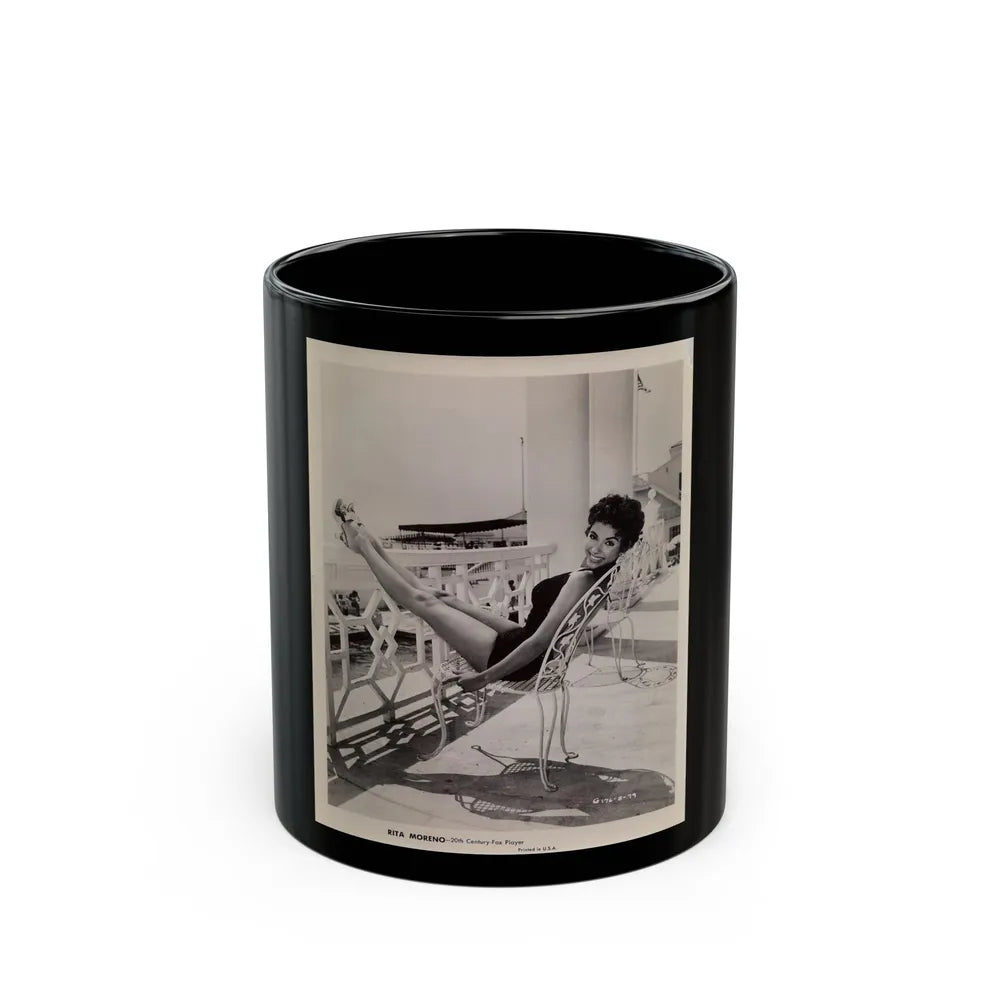 Rita Moreno #01 (Vintage Female Icon) Black Coffee Mug-11oz-Go Mug Yourself