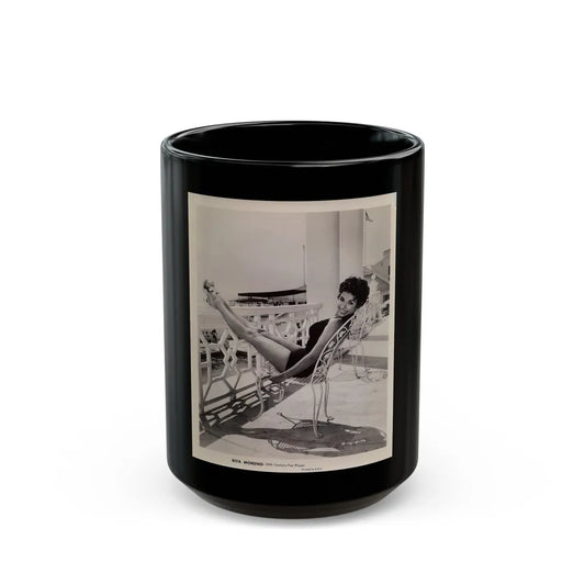 Rita Moreno #01 (Vintage Female Icon) Black Coffee Mug-15oz-Go Mug Yourself