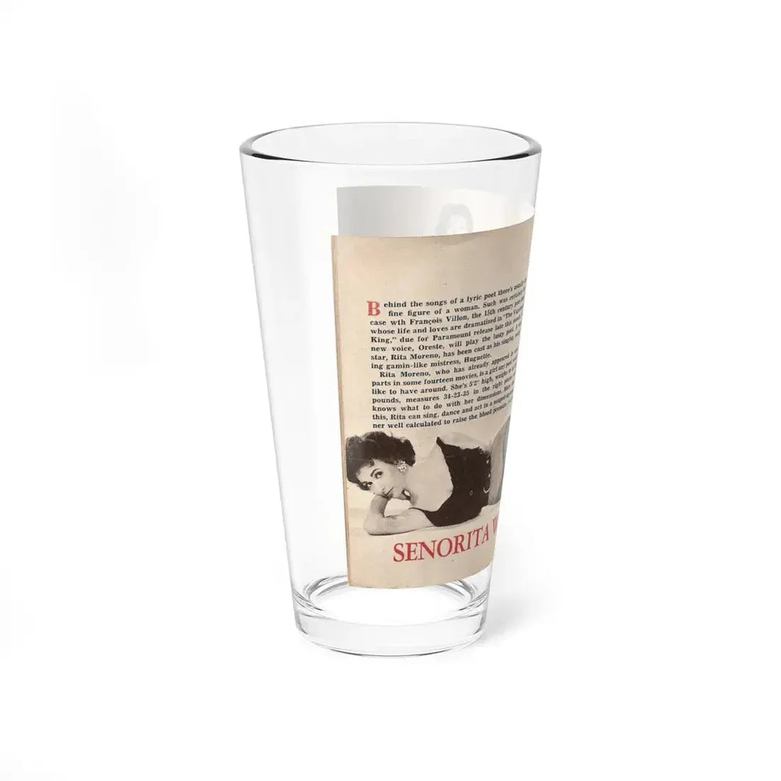 Rita Moreno #44 (Vintage Female Icon) Pint Glass 16oz - Go Mug Yourself