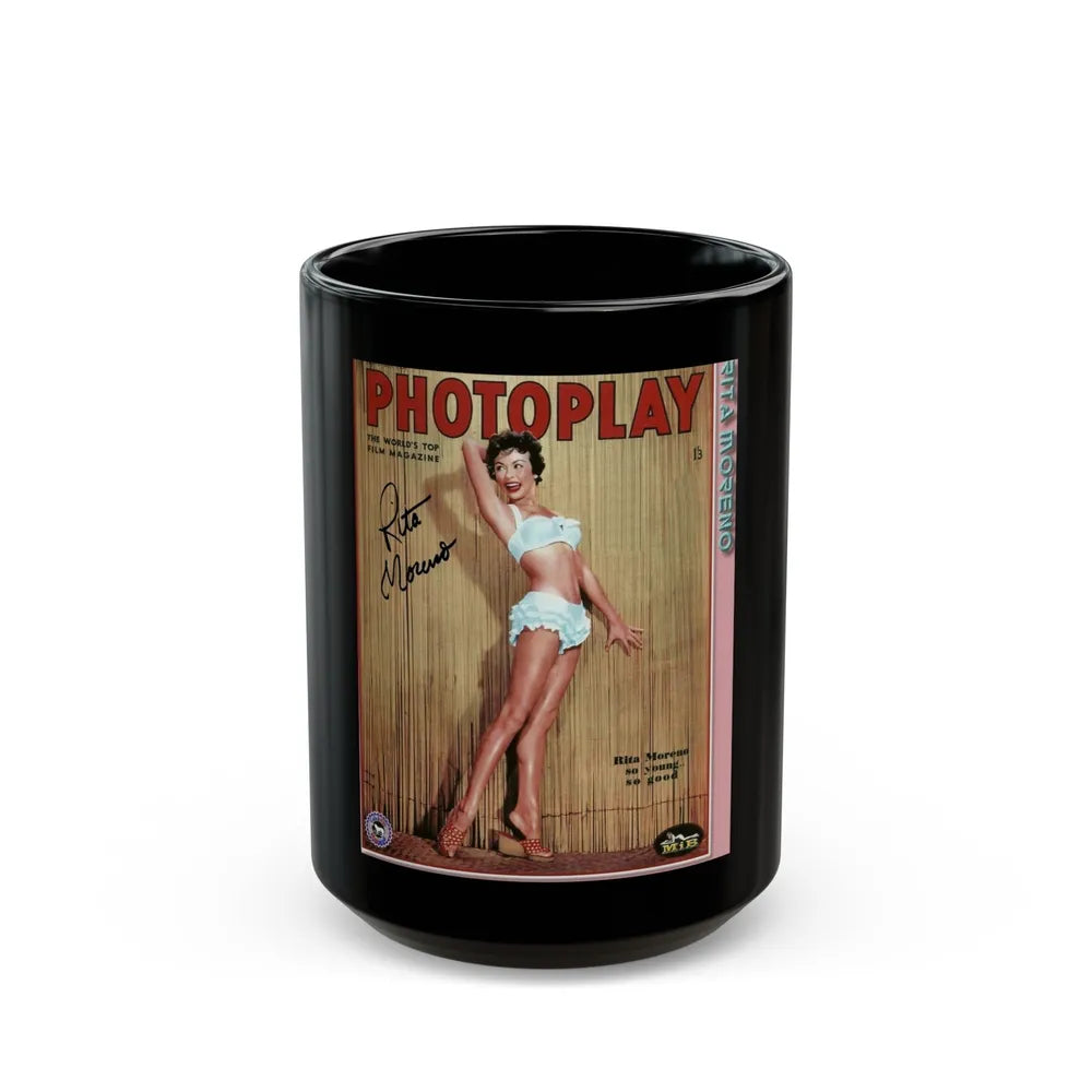 Rita Moreno #47 (Vintage Female Icon) Black Coffee Mug-15oz-Go Mug Yourself