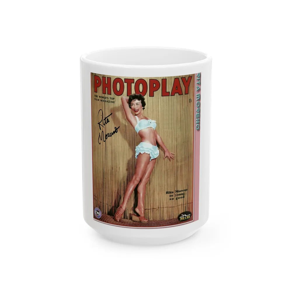 Rita Moreno #47 (Vintage Female Icon) White Coffee Mug-15oz-Go Mug Yourself