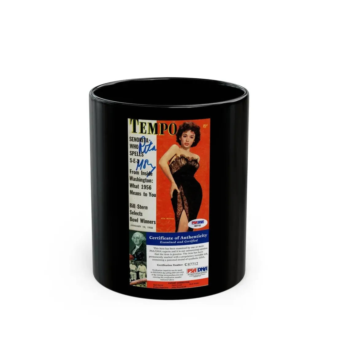 Rita Moreno #59 (Vintage Female Icon) Black Coffee Mug 11oz - Go Mug Yourself