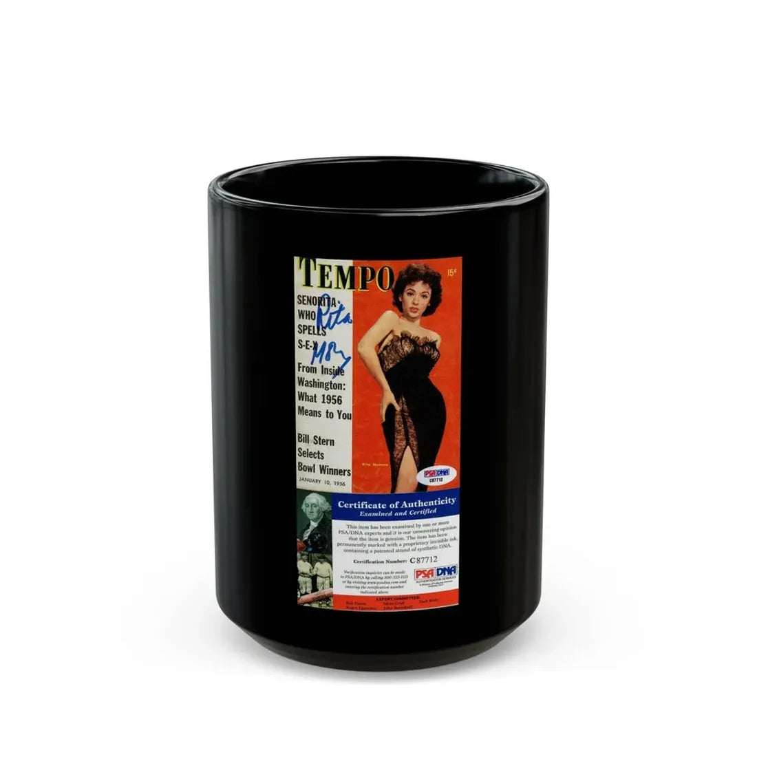 Rita Moreno #59 (Vintage Female Icon) Black Coffee Mug 15oz - Go Mug Yourself