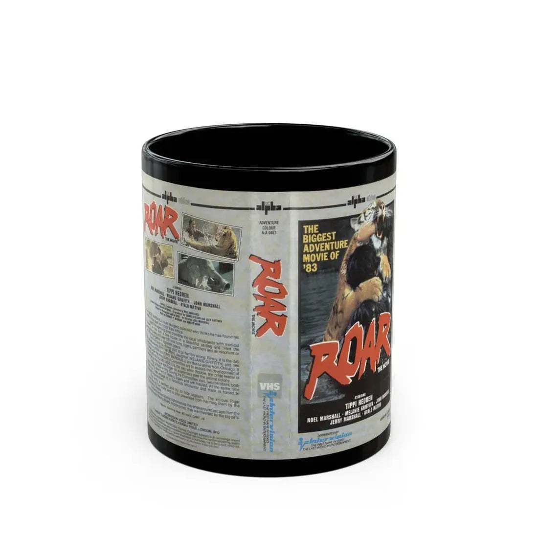 ROAR THE MOVIE (VHS COVER) - Black Coffee Mug 11oz - Go Mug Yourself
