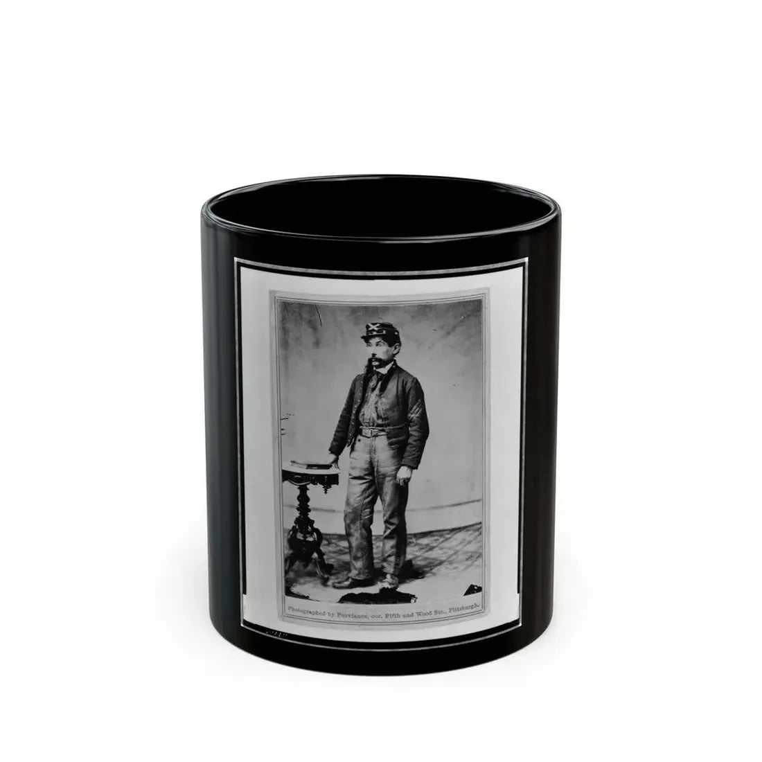 Robert H. Kelly, Union Soldier, Full-Length Portrait, Standing, Facing Left (U.S. Civil War) Black Coffee Mug 11oz - Go Mug Yourself