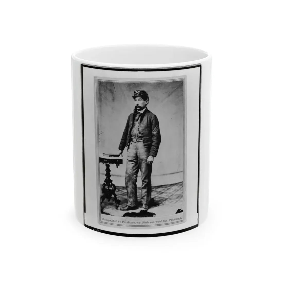 Robert H. Kelly, Union Soldier, Full-Length Portrait, Standing, Facing Left (U.S. Civil War) White Coffee Mug 11oz - Go Mug Yourself