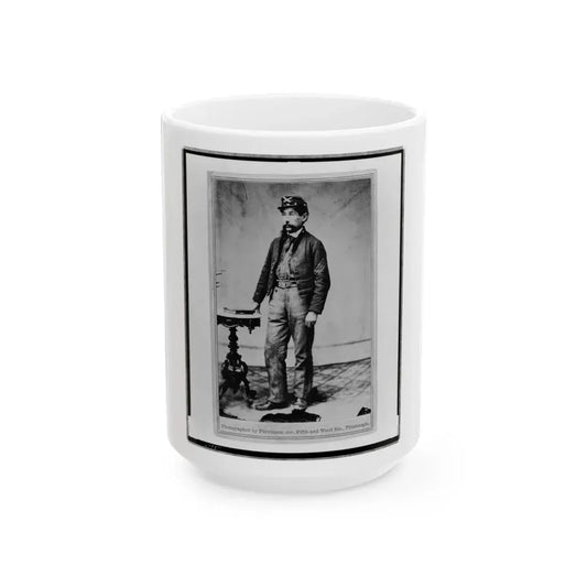 Robert H. Kelly, Union Soldier, Full-Length Portrait, Standing, Facing Left (U.S. Civil War) White Coffee Mug 15oz - Go Mug Yourself
