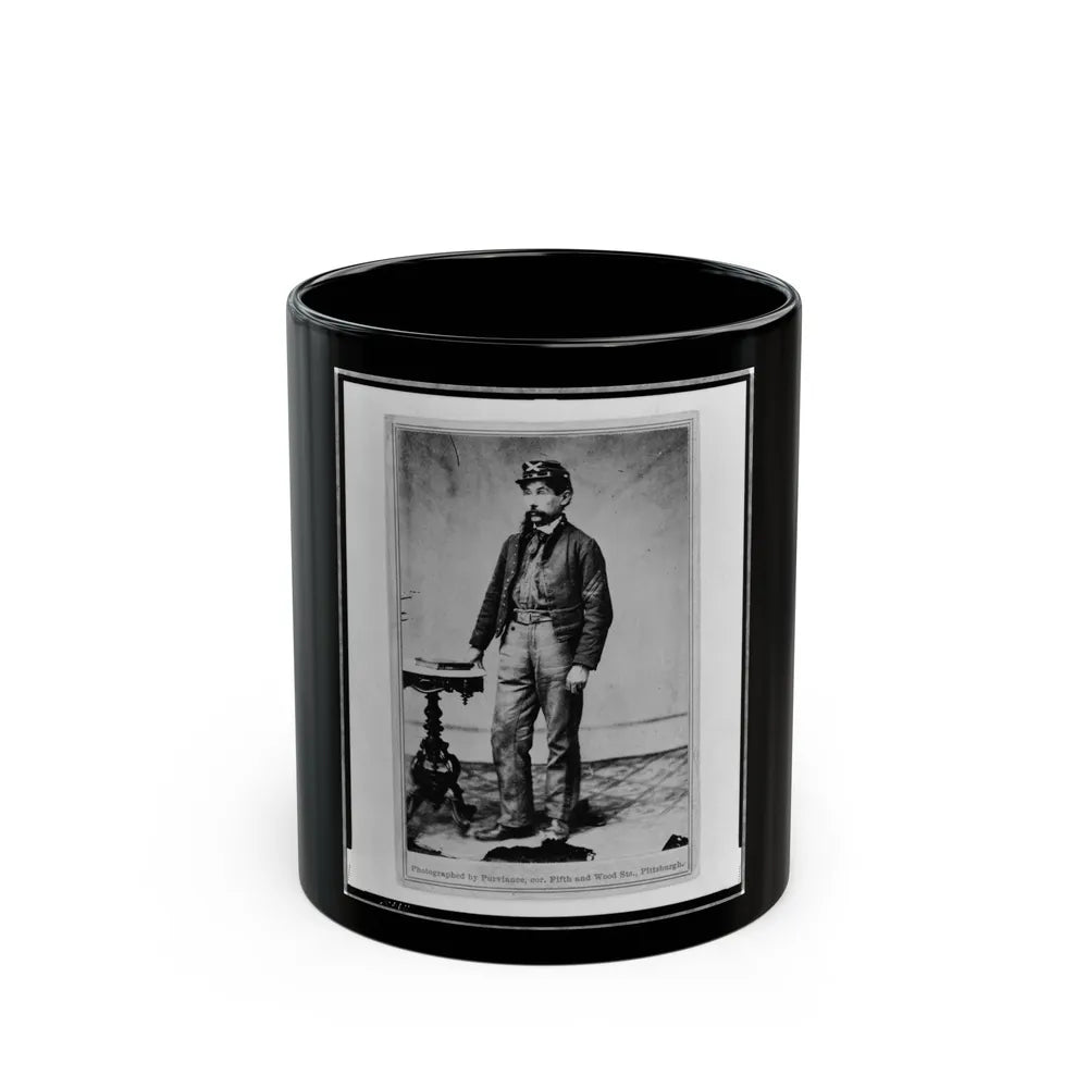 Robert H. Kelly, Union Soldier, Full-Length Portrait, Standing, Facing Left (U.S. Civil War) Black Coffee Mug-11oz-Go Mug Yourself