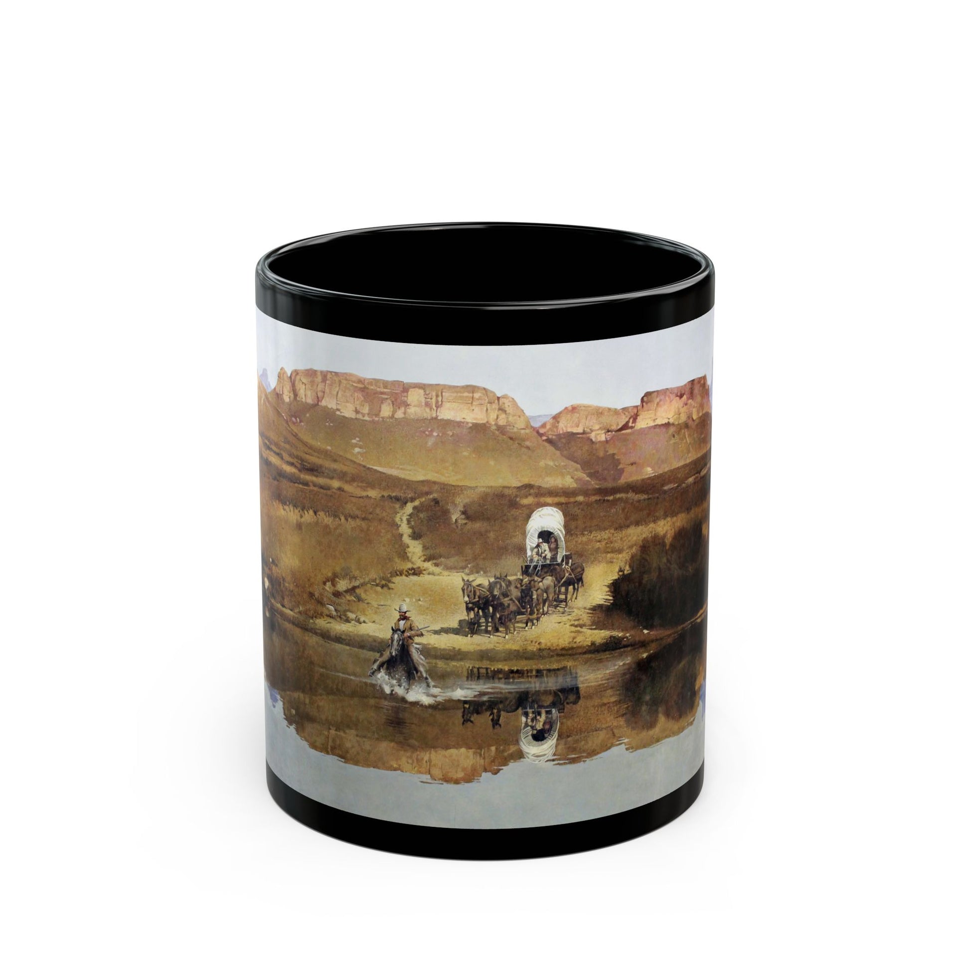 Robert McGinnis (1926-) Beyond The Shining River - Black Coffee Mug-11oz-Go Mug Yourself