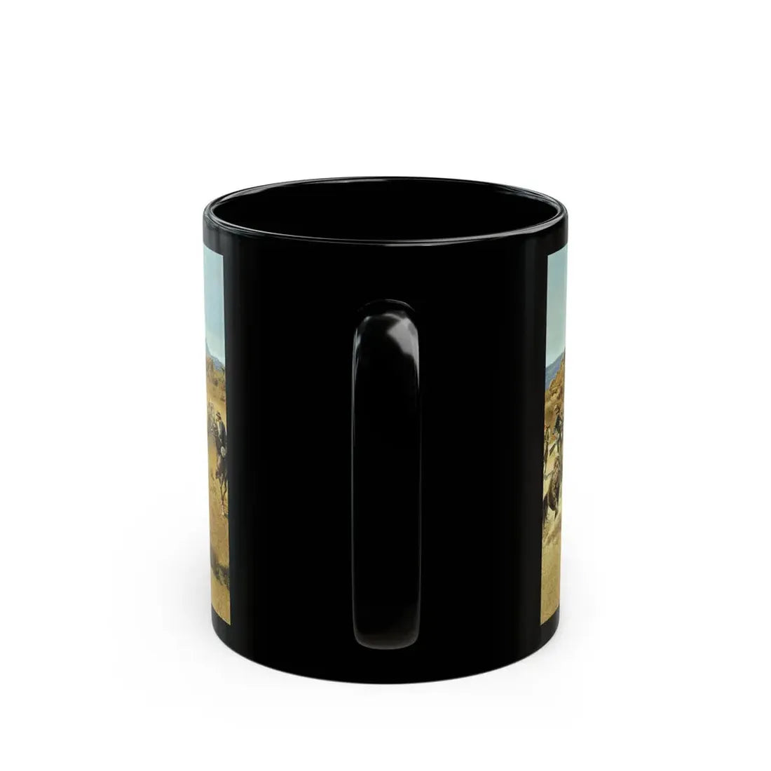 Robert McGinnis (1926-) Fight at Gila Trail - Black Coffee Mug - Go Mug Yourself