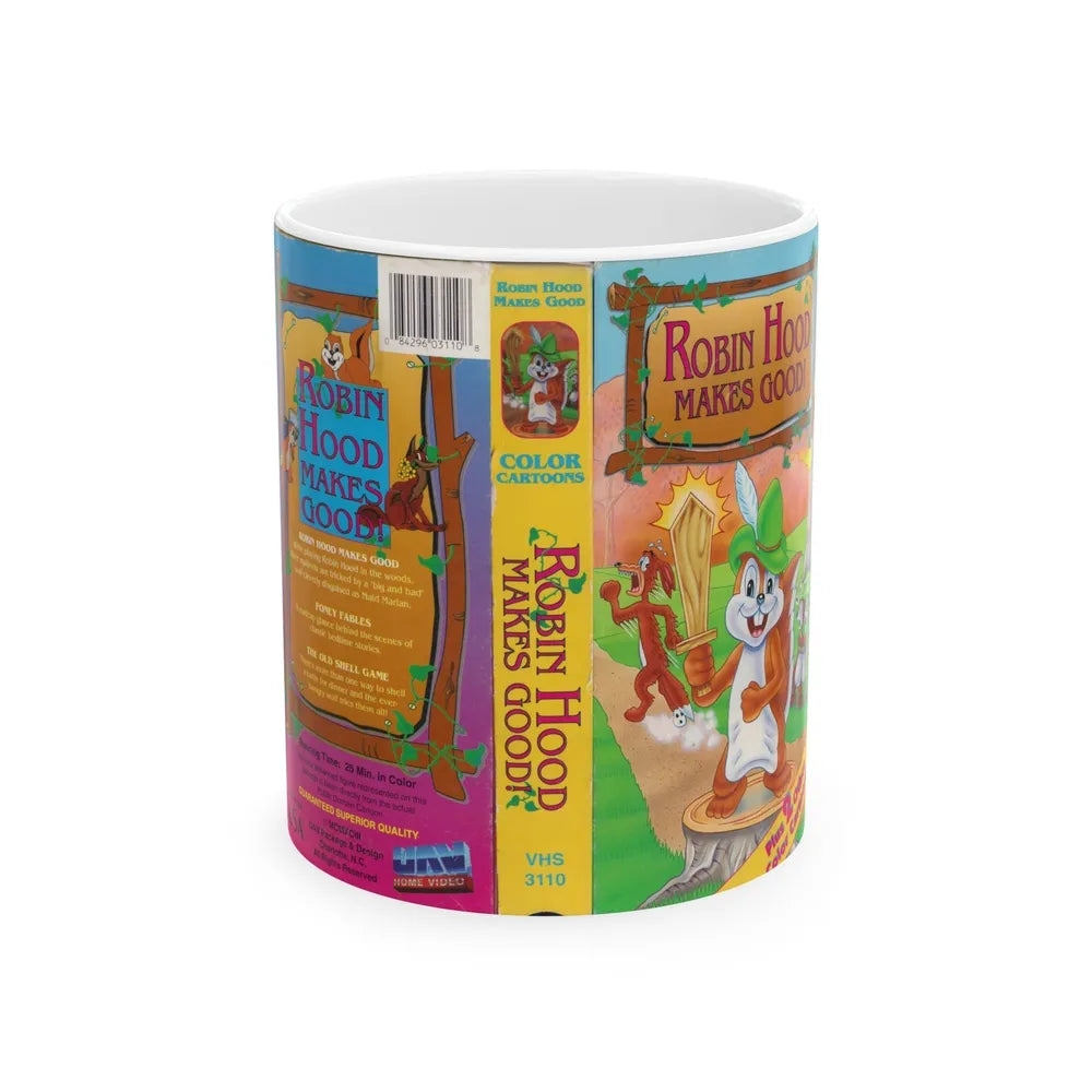 ROBIN HOOD MAKES GOOD (VHS COVER) - White Coffee Mug-11oz-Go Mug Yourself