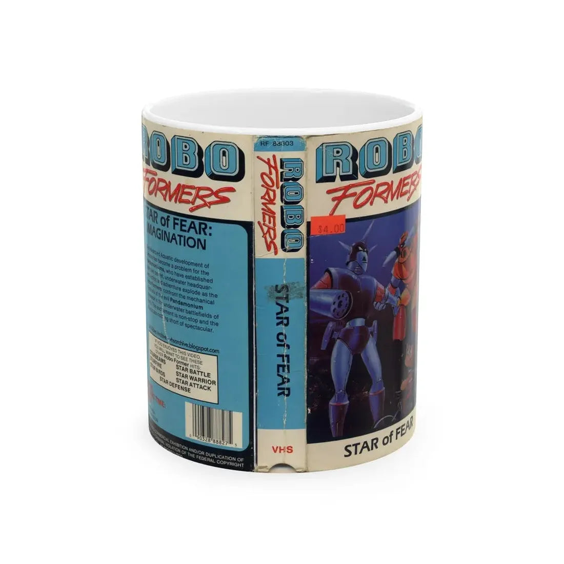 ROBO FORMERS STAR OF FEAR (VHS COVER) - White Coffee Mug 11oz - Go Mug Yourself