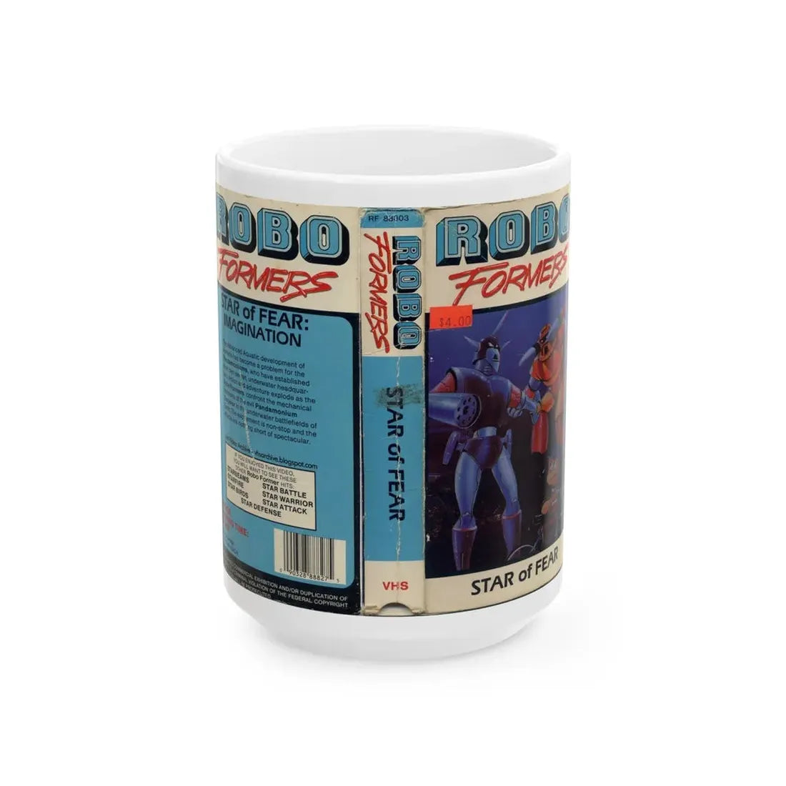 ROBO FORMERS STAR OF FEAR (VHS COVER) - White Coffee Mug 15oz - Go Mug Yourself