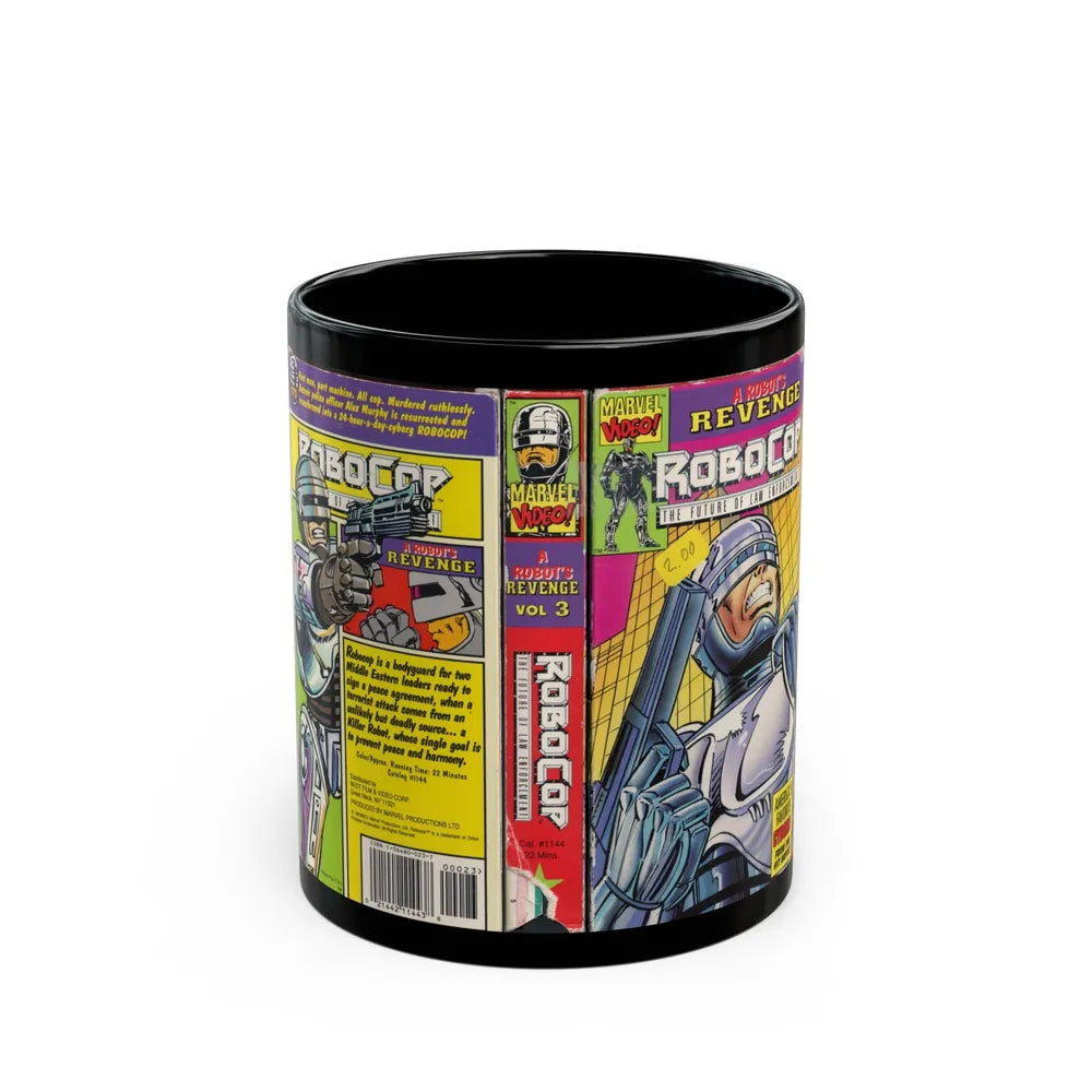 ROBOCOP CARTOON A ROBOTS REVENGE (VHS COVER) - Black Coffee Mug-11oz-Go Mug Yourself