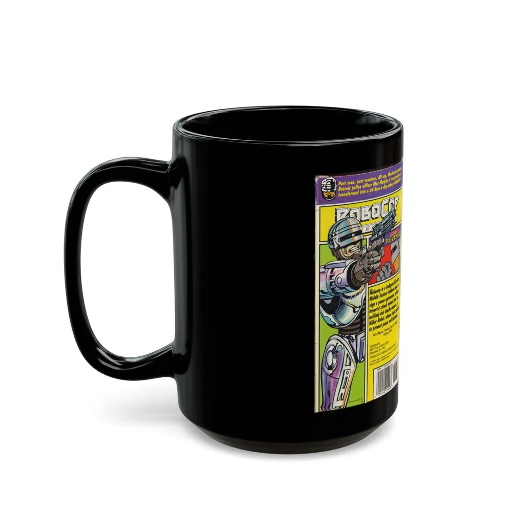 ROBOCOP CARTOON A ROBOTS REVENGE (VHS COVER) - Black Coffee Mug-Go Mug Yourself