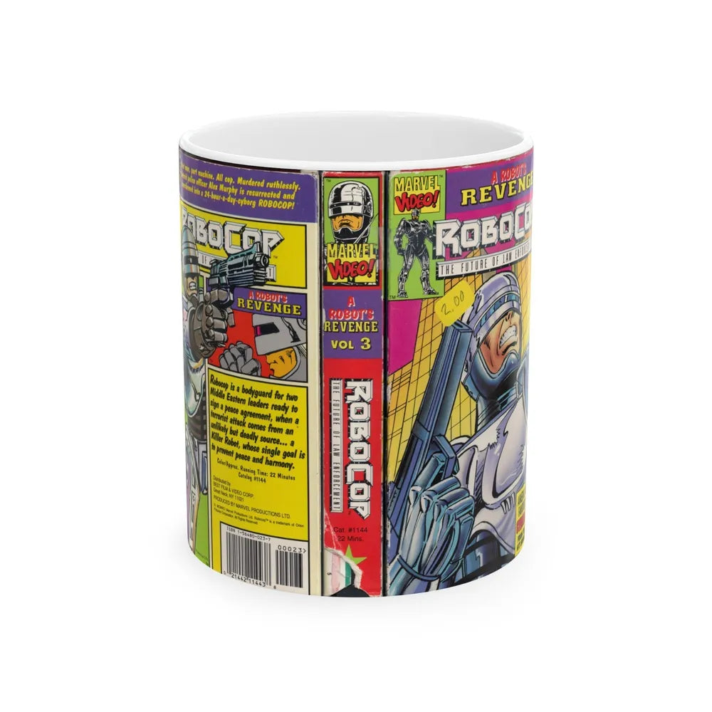 ROBOCOP CARTOON A ROBOTS REVENGE (VHS COVER) - White Coffee Mug-11oz-Go Mug Yourself