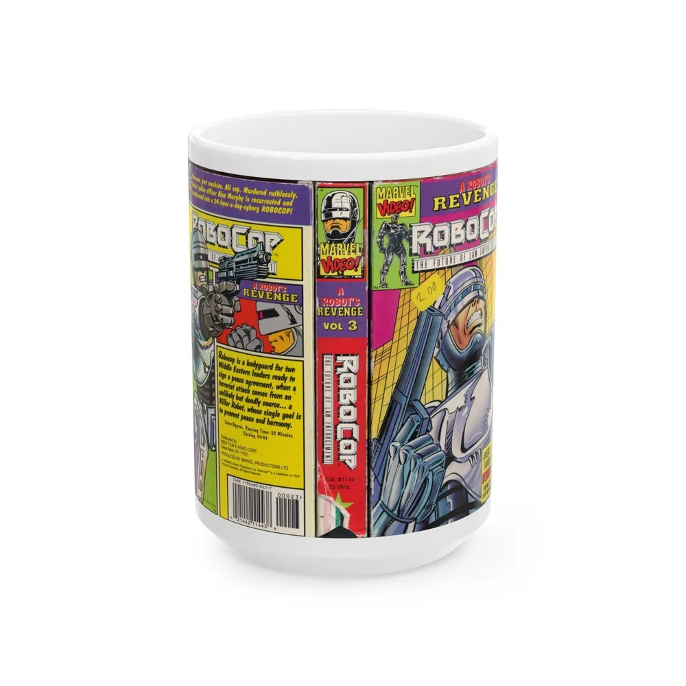 ROBOCOP CARTOON A ROBOTS REVENGE (VHS COVER) - White Coffee Mug-15oz-Go Mug Yourself