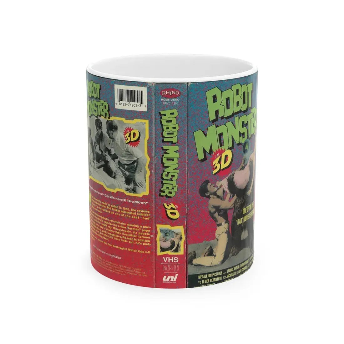 ROBOT MONSTER 3D (VHS COVER) - White Coffee Mug 11oz - Go Mug Yourself