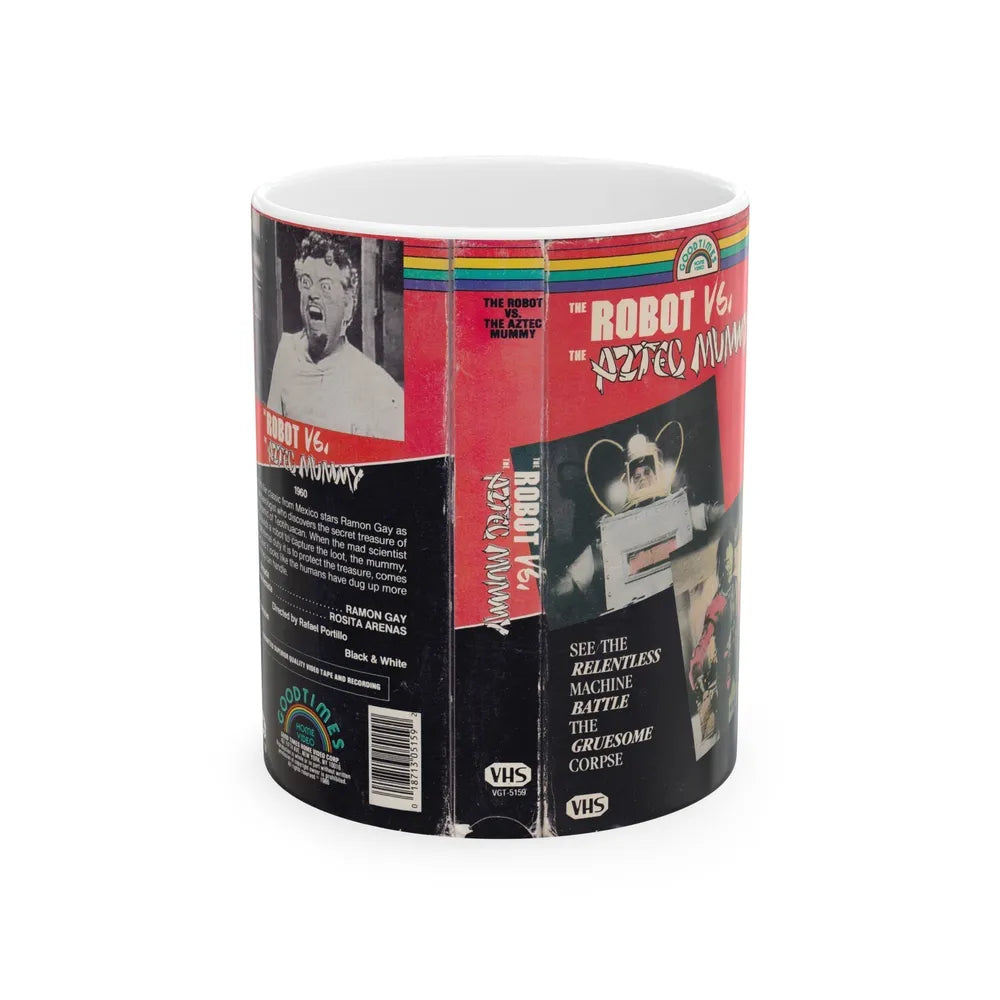 ROBOT VS THE AZTEC MUMMY (VHS COVER) - White Coffee Mug-11oz-Go Mug Yourself