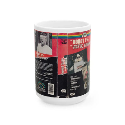 ROBOT VS THE AZTEC MUMMY (VHS COVER) - White Coffee Mug 15oz - Go Mug Yourself