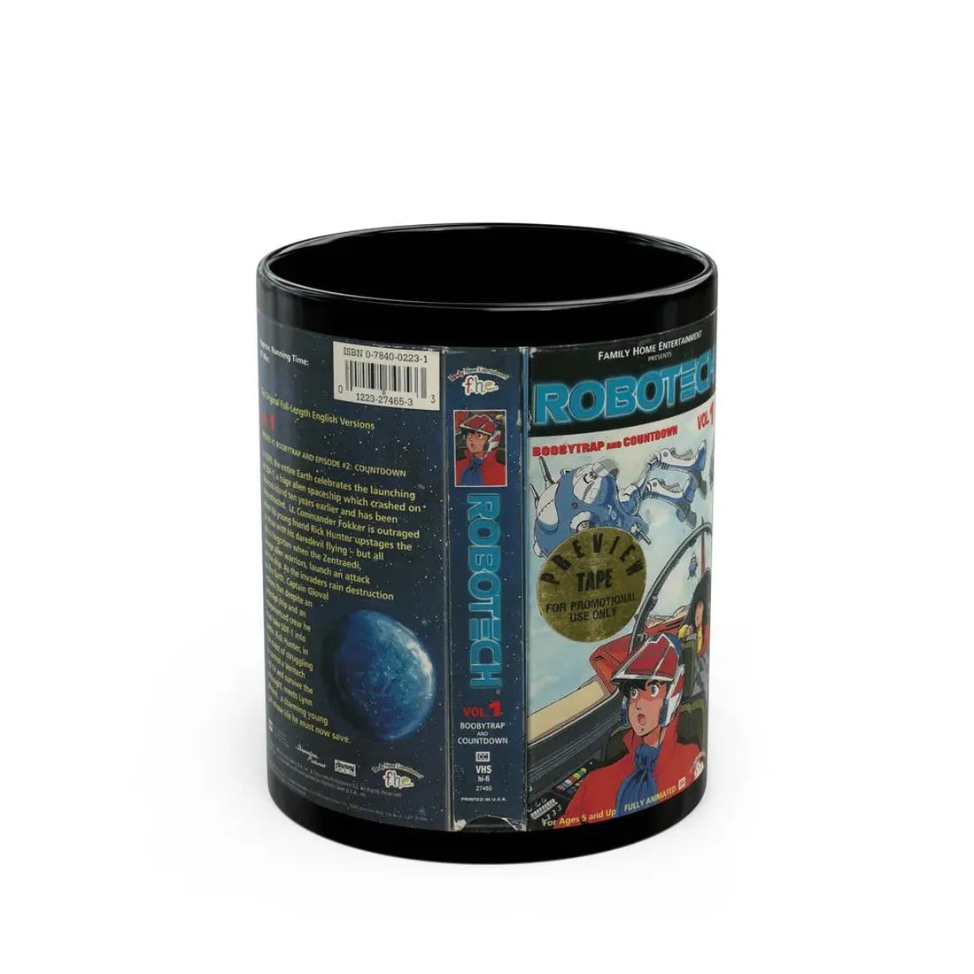 ROBOTECH VOLUME 1 (VHS COVER) - Black Coffee Mug 11oz - Go Mug Yourself
