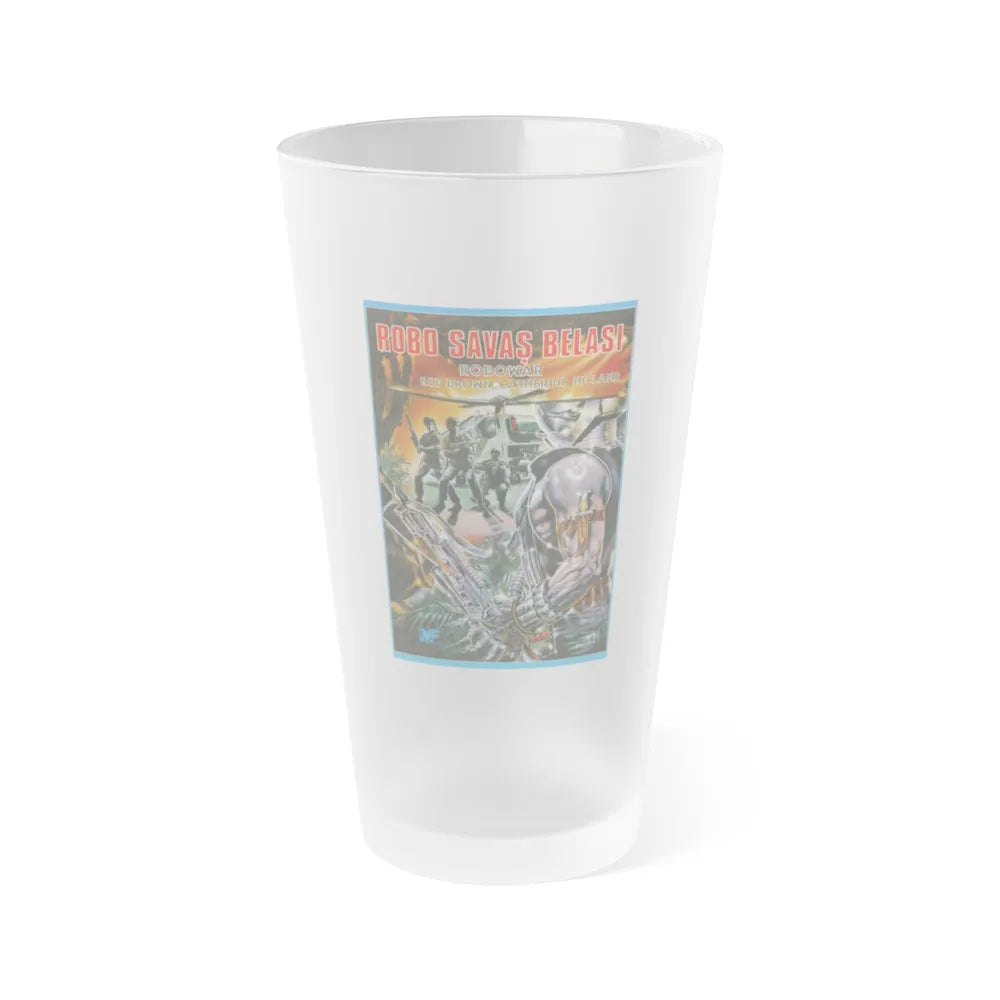 ROBOWAR 1988 Movie Poster - Frosted Pint Glass 16oz-16oz-Frosted-Go Mug Yourself