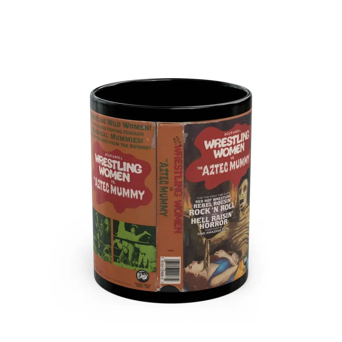ROCK N ROLL WRESTLING VS THE AZTEC MUMMY (VHS COVER) - Black Coffee Mug 11oz - Go Mug Yourself
