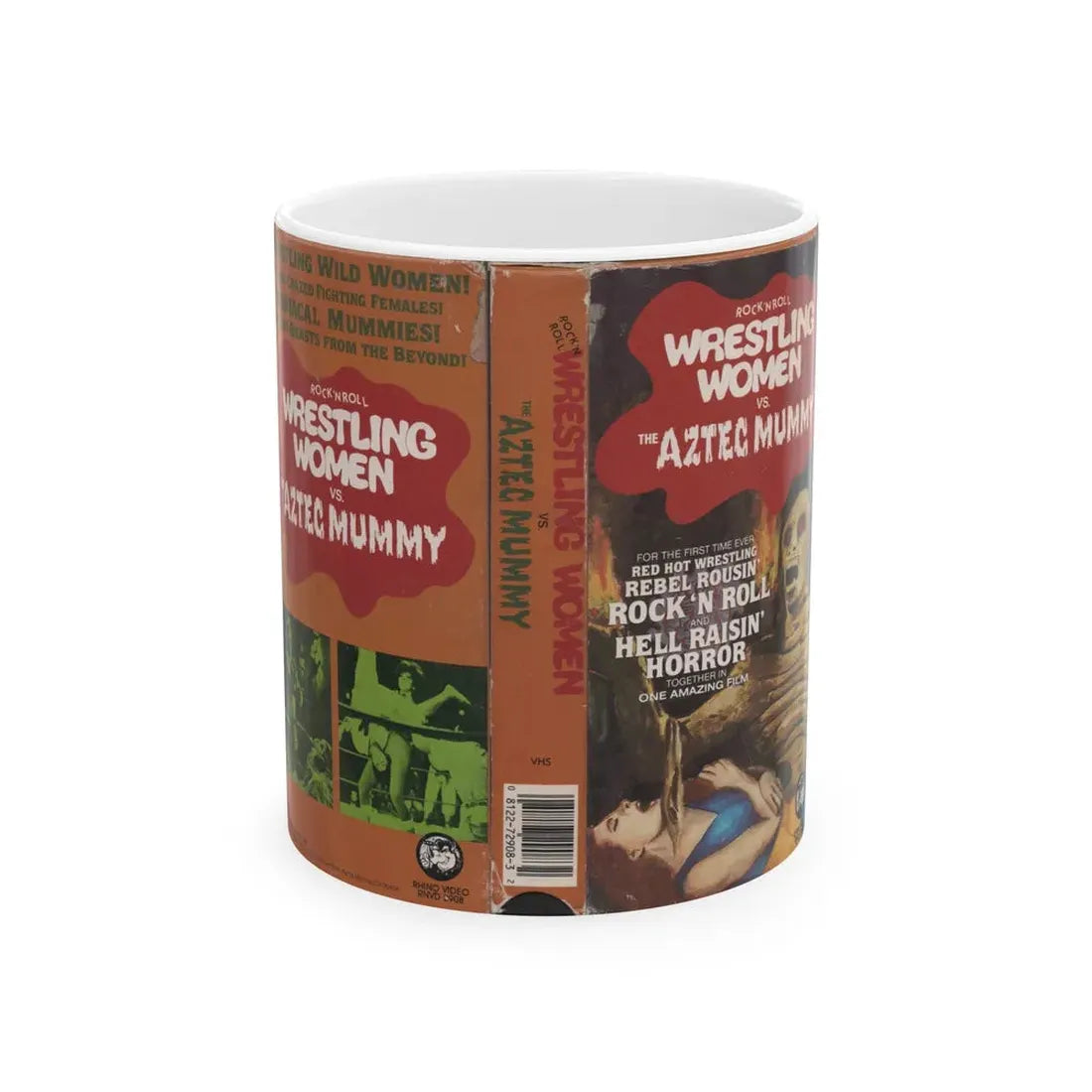 ROCK N ROLL WRESTLING VS THE AZTEC MUMMY (VHS COVER) - White Coffee Mug 11oz - Go Mug Yourself