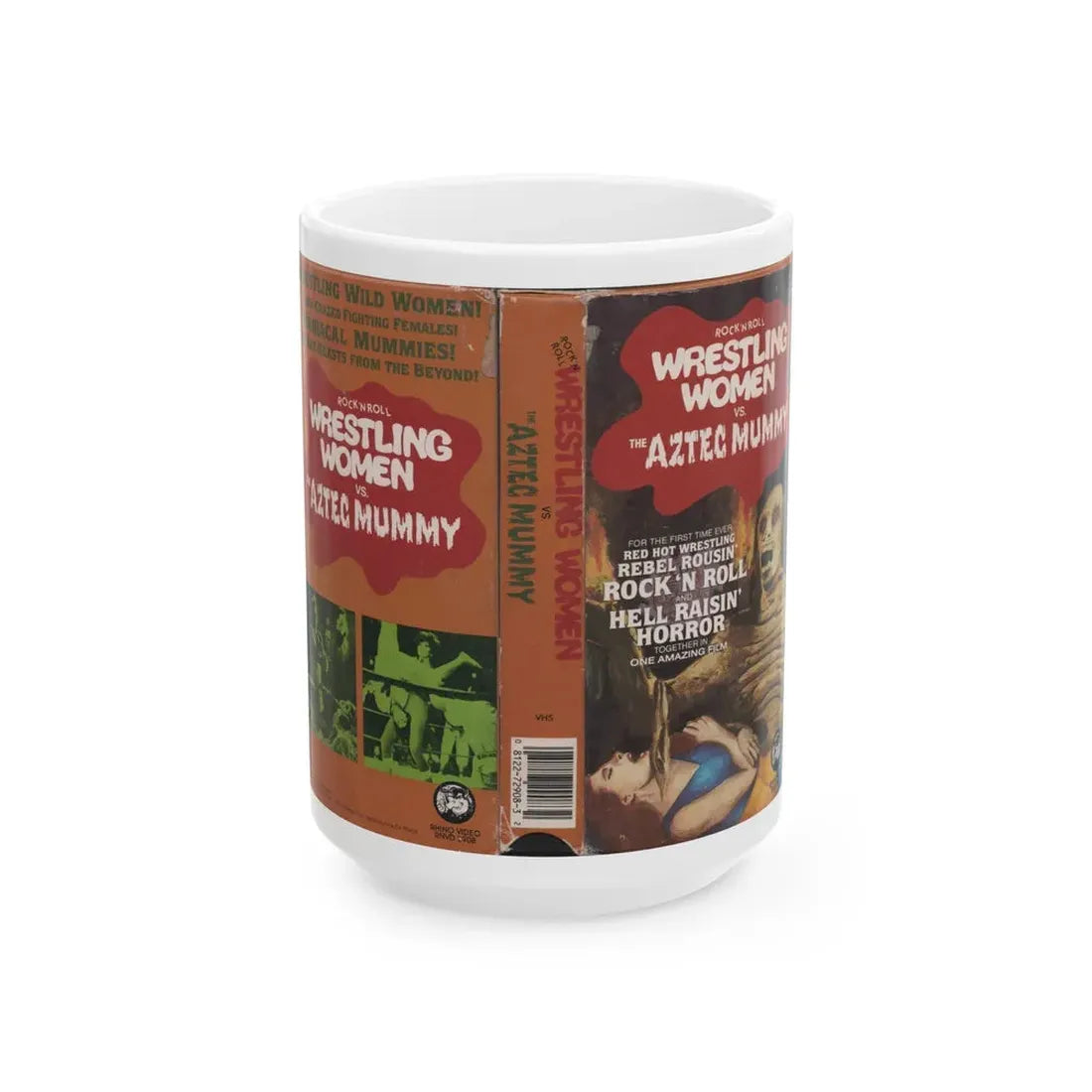 ROCK N ROLL WRESTLING VS THE AZTEC MUMMY (VHS COVER) - White Coffee Mug 15oz - Go Mug Yourself