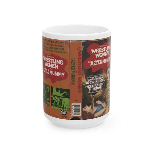 ROCK N ROLL WRESTLING VS THE AZTEC MUMMY (VHS COVER) - White Coffee Mug 15oz - Go Mug Yourself