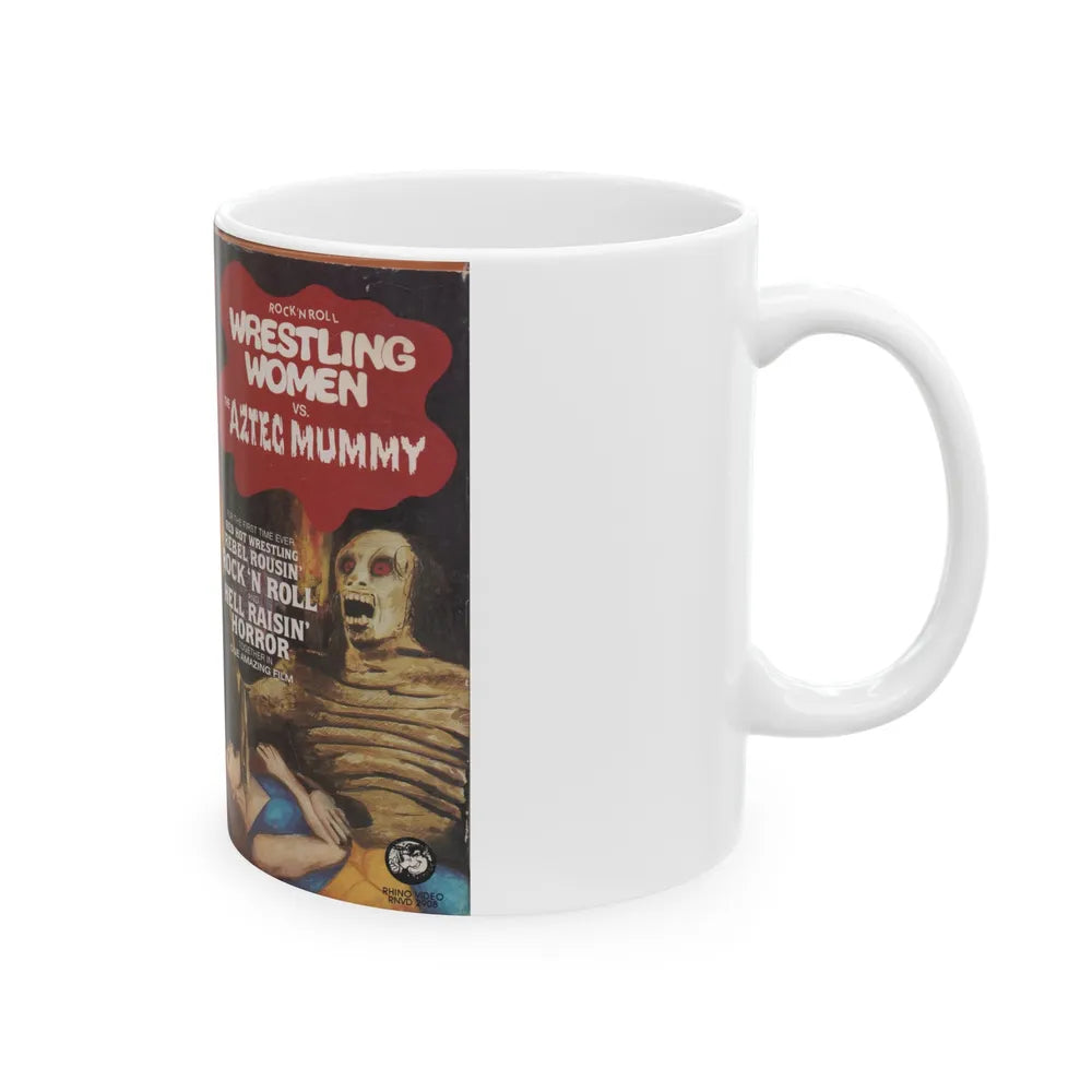 ROCK N ROLL WRESTLING VS THE AZTEC MUMMY (VHS COVER) - White Coffee Mug-Go Mug Yourself