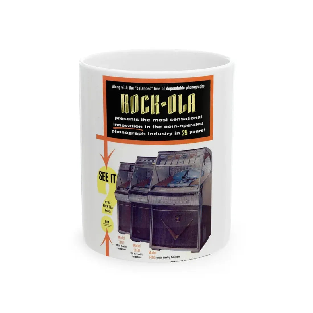 Rock-Ola 1958 (Music Poster) White Coffee Mug 11oz - Go Mug Yourself