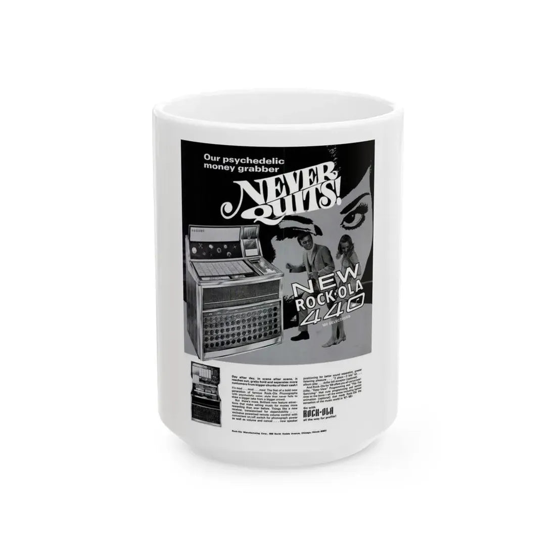 Rock-Ola 1969 (Music Poster) White Coffee Mug 15oz - Go Mug Yourself