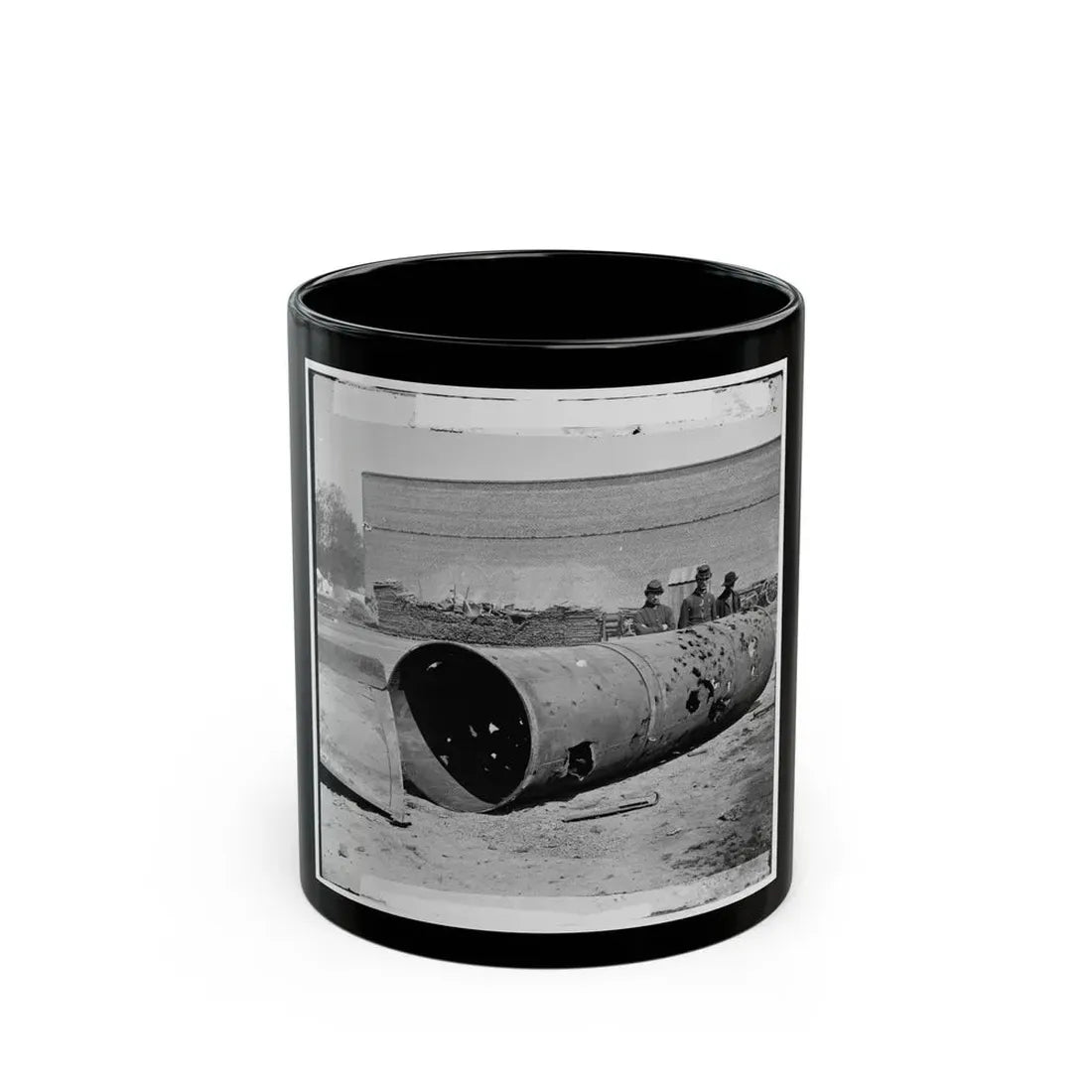 Rocketts, Richmond, Va. Battered Smokestack From C.S.S. Ironclad Ram Virginia No. 2 (U.S. Civil War) Black Coffee Mug 11oz - Go Mug Yourself
